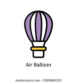 Ilustración de diseño de contorno llenado del vector de globo de aire. Símbolo del archivo EPS 10 de fondo blanco 