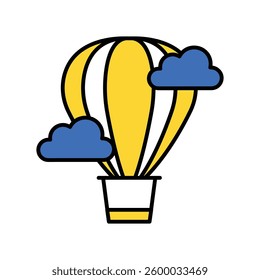 Air Balloon vector filled outline icon. EPS 10 file