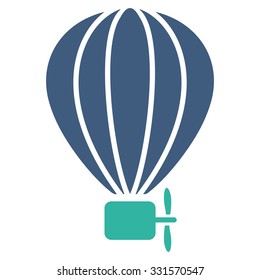 Air Balloon vector icon. Style is bicolor flat symbol, cobalt and cyan colors, rounded angles, white background.