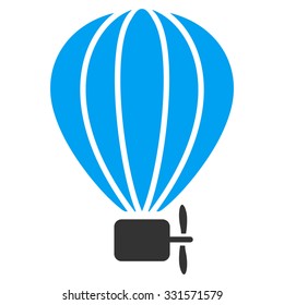 Air Balloon vector icon. Style is bicolor flat symbol, blue and gray colors, rounded angles, white background.