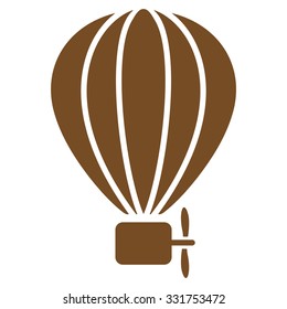 Air Balloon vector icon. Style is flat symbol, brown color, rounded angles, white background.