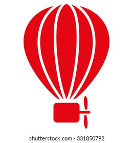 Air Balloon vector icon. Style is flat symbol, red color, rounded angles, white background.