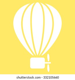 Air Balloon vector icon. Style is flat symbol, white color, rounded angles, yellow background.