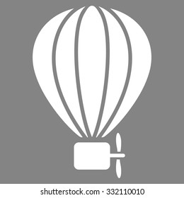 Air Balloon vector icon. Style is flat symbol, white color, rounded angles, gray background.