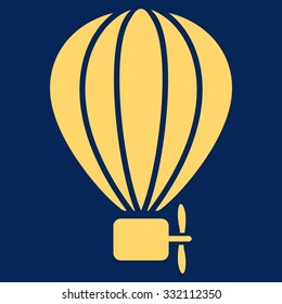 Air Balloon vector icon. Style is flat symbol, yellow color, rounded angles, blue background.
