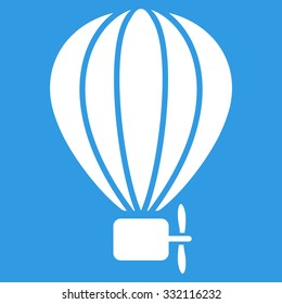 Air Balloon vector icon. Style is flat symbol, white color, rounded angles, blue background.