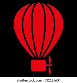 Air Balloon vector icon. Style is flat symbol, red color, rounded angles, black background.