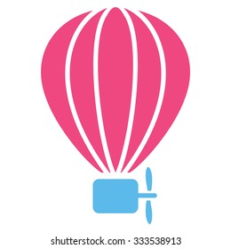 Air Balloon vector icon. Style is bicolor flat symbol, pink and blue colors, rounded angles, white background.