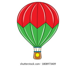 air balloon vector illustration,isolated on white background for education,top view