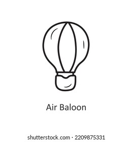 Luftballon Vektor Umriss Symbol Design Illustration. Reisesymbol auf weißem Hintergrund EPS10-Datei