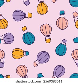 Air Balloon Vector Seamless Pattern illustration for Print, Wallpaper, Decoration.