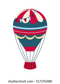 air balloon vehicle over white background. colorful design. vector illustration