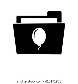 Air Balloon - white vector icon ; black folder