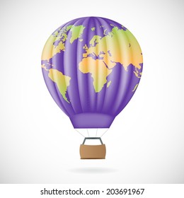 Air balloon with world map on it 