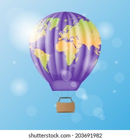 Air balloon with world map on it 