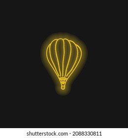 Air Balloon yellow glowing neon icon