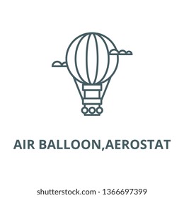 Air balloon,aerostat line icon, vector. Air balloon,aerostat outline sign, concept symbol, flat illustration