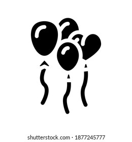 air balloons birthday decoration glyph icon vector. air balloons birthday decoration sign. isolated contour symbol black illustration