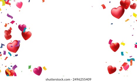 Air Balloons. Bunch of colorful  heart shaped foil balloons on background. Love. Holiday celebration. Valentine's Day party decoration. Birthday. Metallic balloon. Wide screen.
