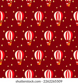 Air Balloons Circus Seamless Pattern. Vector Illustration of Entertainment Background.