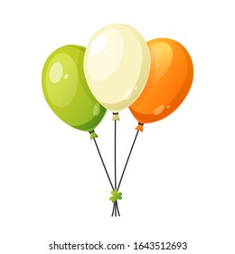 Air balloons colored as Irish Flag. Saint Patrick's Day vector holiday design element.