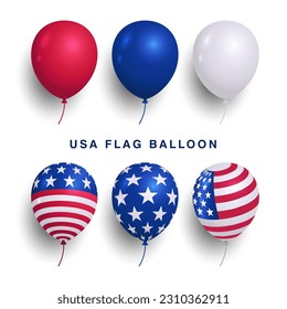 Air balloons of flag of United States of America vector elements