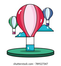 air balloons fly with clouds in the sky