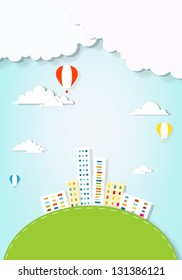 air balloons flying over the city