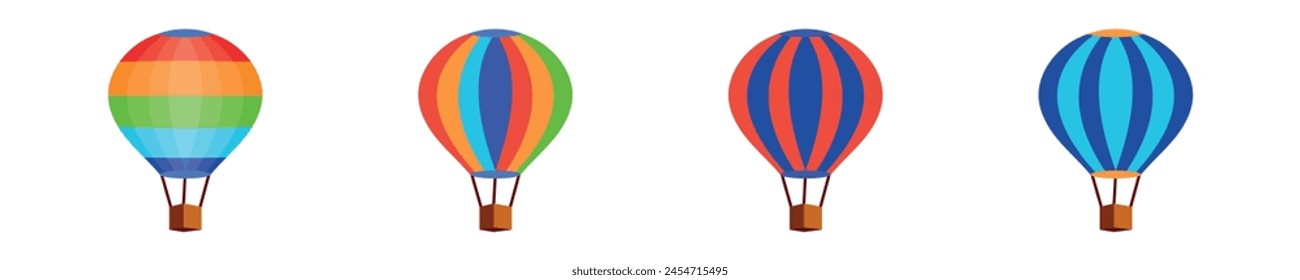 Conjunto de iconos de globos de aire. Icono de globo de aire. Ilustración moderna volar globo en el cielo. Globo de vuelo de signo gráfico aislado en diseño de Vector