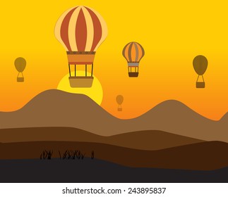 Air balloons on desert