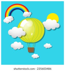 Air Balloons with Rainbow and Clouds