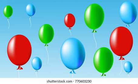air balloons red green blue