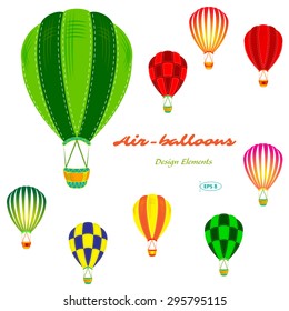 air balloons set, retro, vector illustration