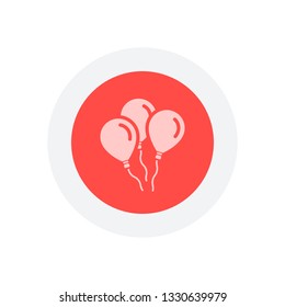 Air balloons, simple icon. Sign of celebration. Icon in colored circle with gray bold border. Web button, modern flat design