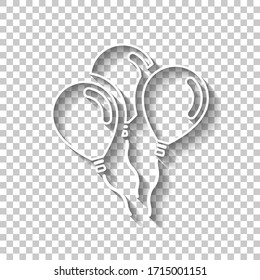Air balloons, simple icon. Sign of celebration. White outline sign with shadow on transparent background