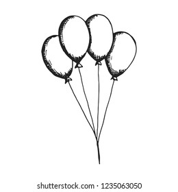 air balloons sketch vector isolated icon. object on white background