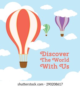 Air balloons in the sky. Template for your presentations. Vector illustration.