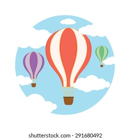 Air balloons in the sky. Template for your presentations. Vector illustration.