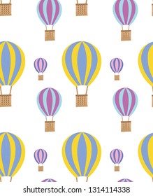 Air balloons vector seamless pattern. Colorful illustration.