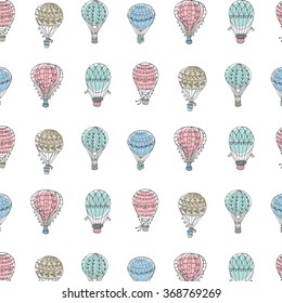 Air balloons vintage pastel color line pattern background