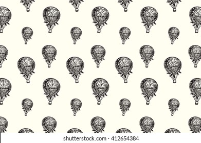 air balloons vintage pattern
