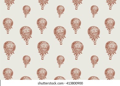 air balloons vintage pattern