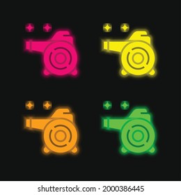 Icono del vector de neonato brillante de cuatro colores Air Blower