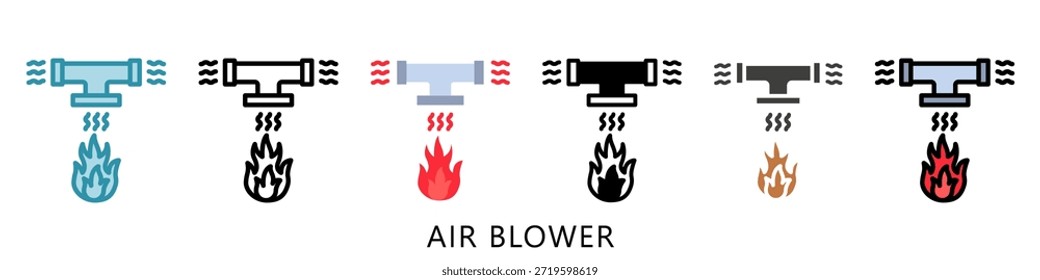 Ilustración Mini Del Icono Del Estilo Multi Del Soplador De Aire, Uso Para El Concepto Moderno, Impresión, Ui, Kit De La Ux, Web Y Desarrollo Del App. Vector Relacionado Con Bomberos, Rescate Y Más