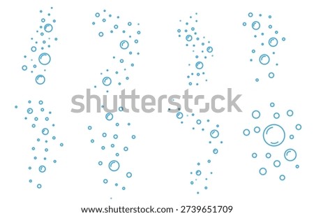 Air blue bubbles outline  element signs. water bubbles icon, gas balloons, water line doodle flat vector, for patterns, card