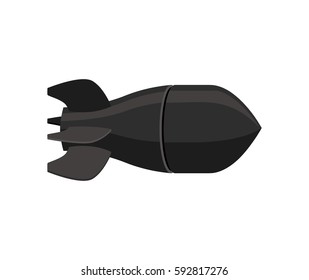 Air bomb isolated. Fighting rocket on white background. Military bomb