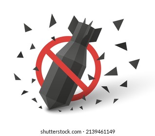 Bomba aérea o cohete nuclear. origami de forma de corte de papel. Signo de la bomba atómica. Basta de guerra. Sencillo símbolo negro sobre fondo blanco.