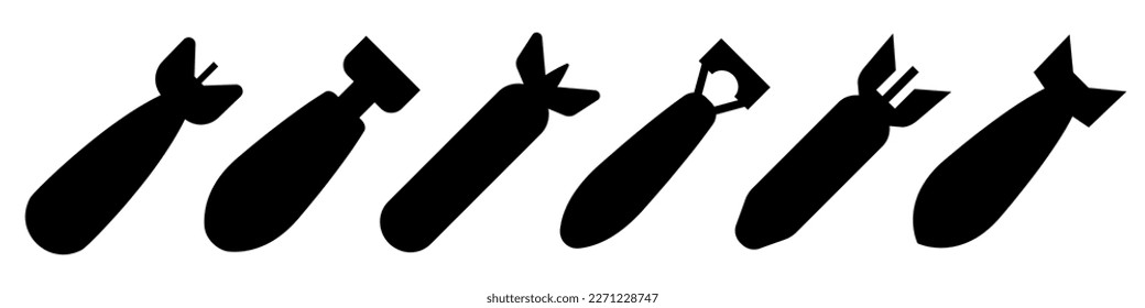 Air Bomb set. Vector bombs set isolated on white.