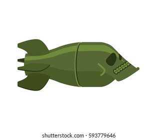Air bomb skull. Fighting rocket Head skeleton. Military skull bomb