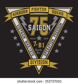Air born fighter typogapraphy, t-shirt graphics, vectors
